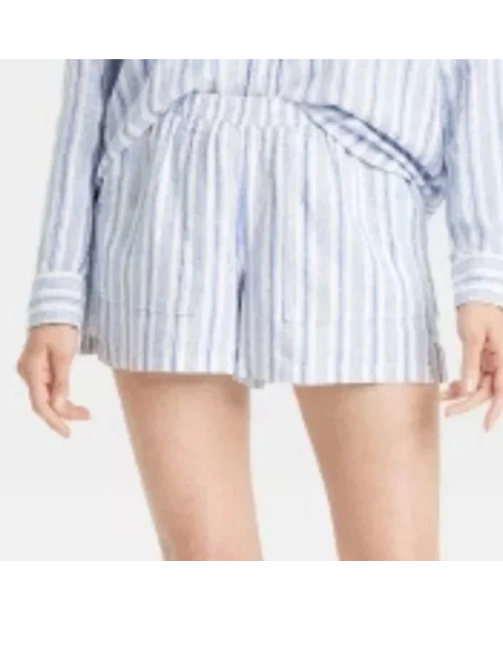 Nwt Universal Thread Blue Stripe Mid Rise Linen Blend Shorts Size M
